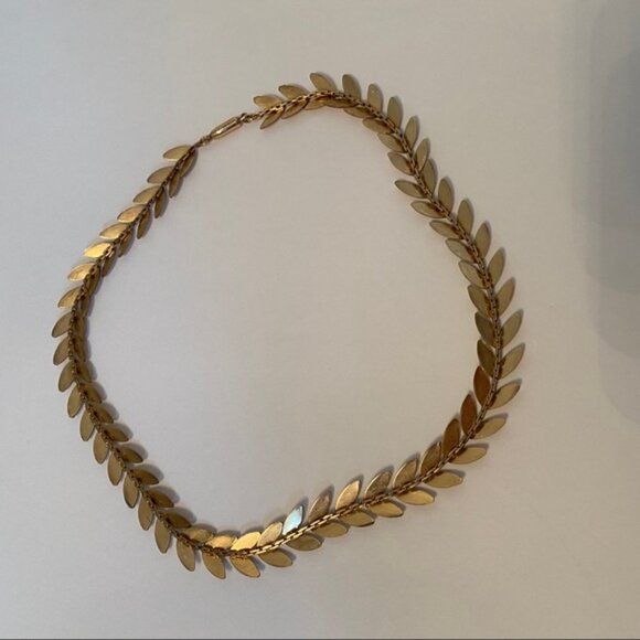 KREMENTZ VINTAGE NECKLACE GOLD CHOKER LEAF LEAVES - Picture 6 of 7